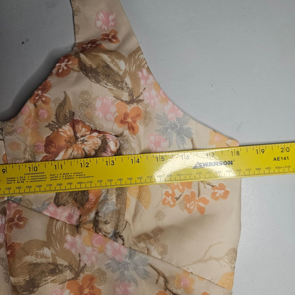 Vintage 70s ILGWU Floral Halter Maxi Dress Peach Orange Boho Prom Gown Size 10 - Picture 7 of 8